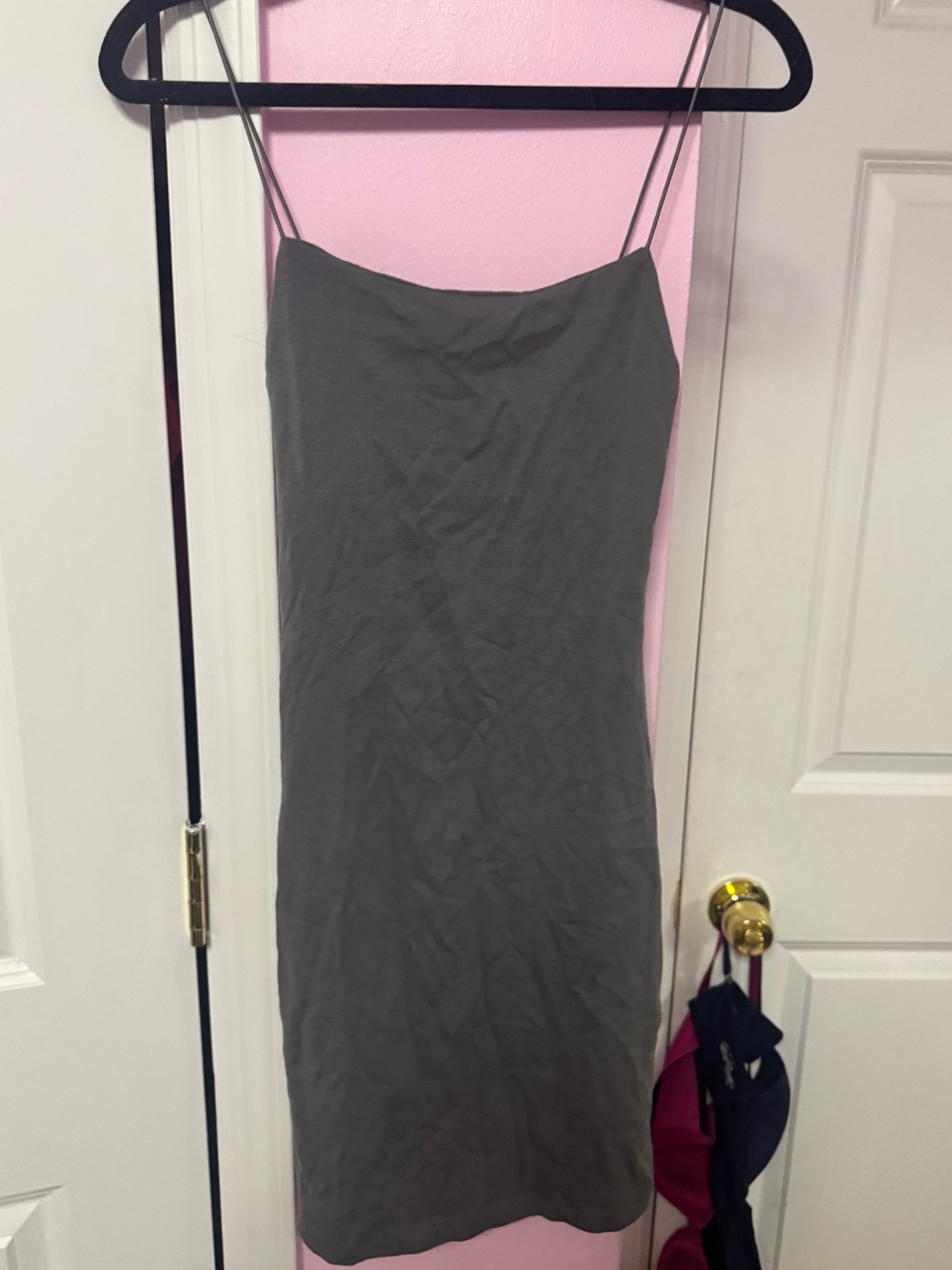 Zara Olive Slip Mini Dress with Spaghetti Straps
